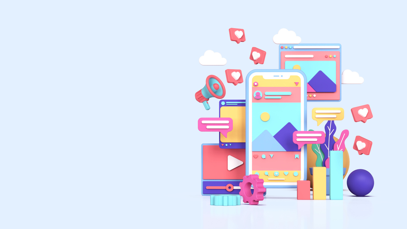 Social media marketing 3d Illustration Background