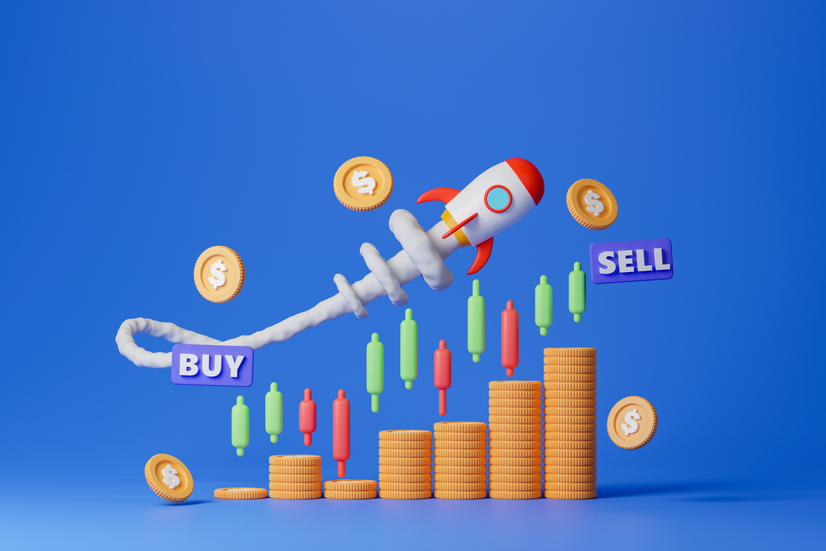 Stock market 3d render.