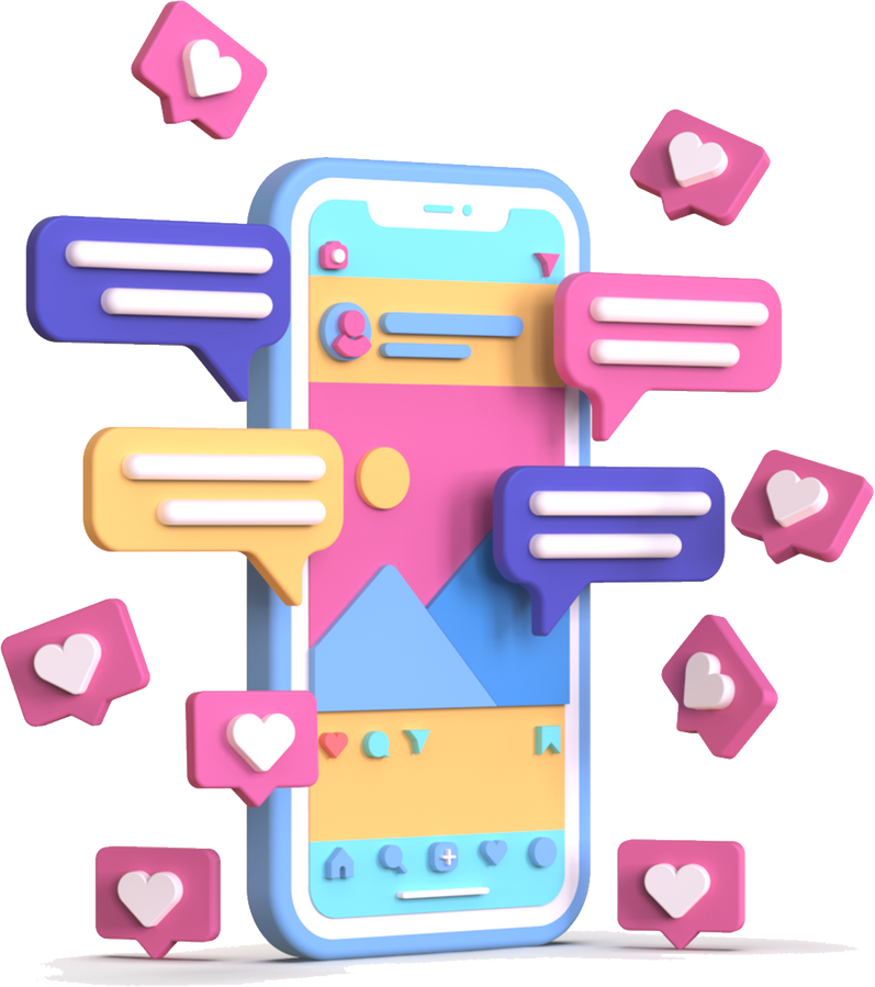 Social Media Communication On Mobile Phone 3D Icon